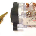 SWITCH, KEYED, BLACK HALO MARKED RUN-STOP IN WHITE ADAMS # AS468K21