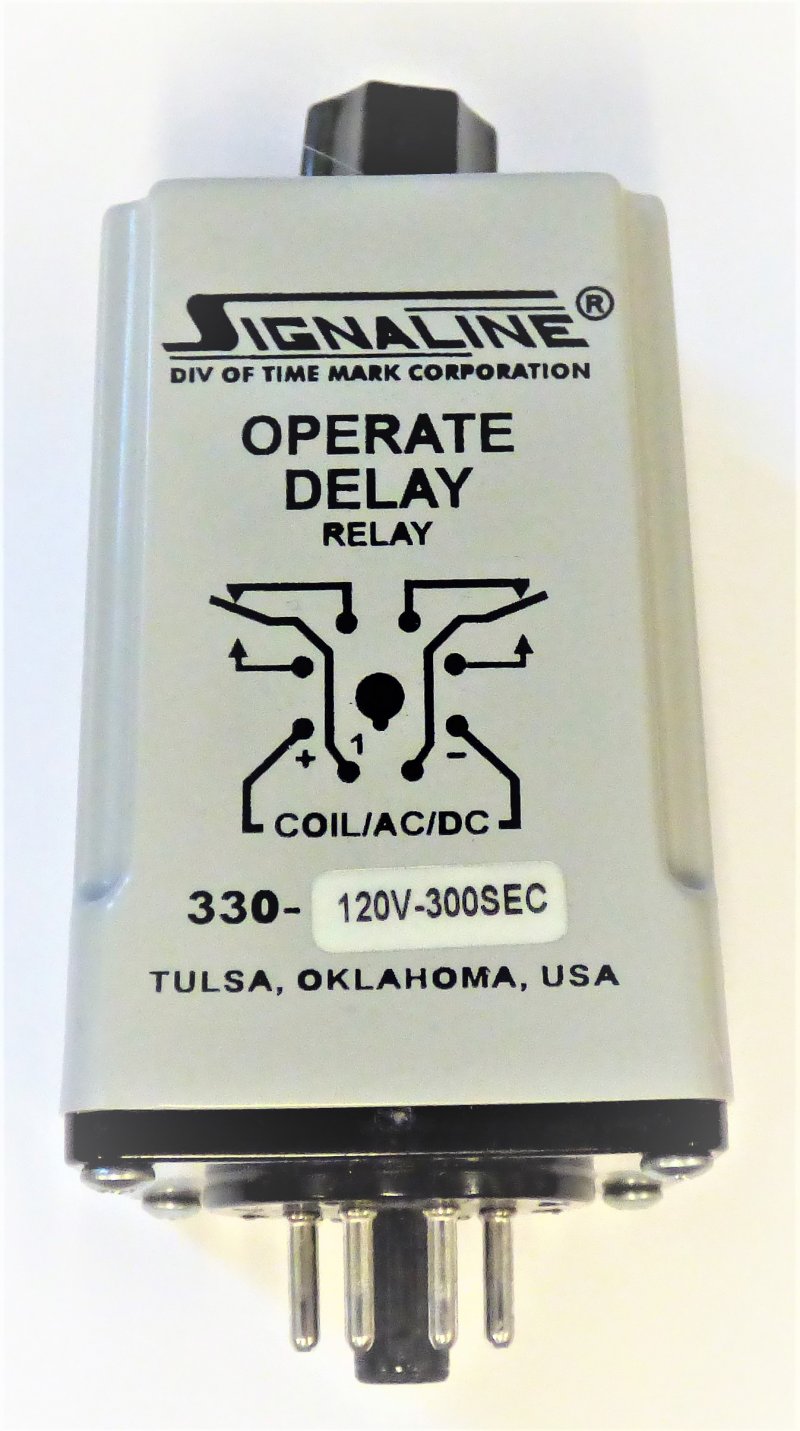 TIMER, OCTAL BASE, 8 PIN, 120 VAC, 300 SECS. OPERATE DELAY, SPDT, 10 AMP