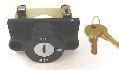 SWITCH, KEYED, BLACK BEZEL, HORIZONTAL, ENGRAVED OFF-ON-ATT
