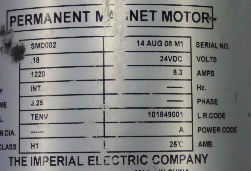 MOTOR, DOOR OPERATOR, PM, 24 VDC, 1220 RPM, .18 HP KONE # US101849001