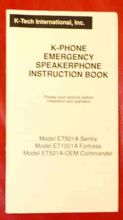 ASSEMBLY, PHONE, K-TECH, COMPLETE AS SHOWN K-TECH # ET501A