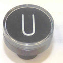 BUTTON, CLEAR CAP, 1 DIAMETER, MARKED 'U' OTIS # A323BD1-U