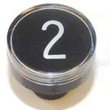 BUTTON, CLEAR CAP, 1 DIAMETER, MARKED #2 OTIS # A323BD1-2