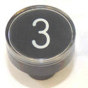 BUTTON, CLEAR CAP, 1 DIAMETER, MARKED #3 OTIS # A323BD1-3