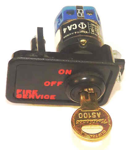 SWITCH, KEYED, FIRE SERVICE, PHASE 1, ON-OFF-FIRE SERVICE KEY # AS100