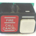 PUSHBUTTON COMPLETE MARKED FIRE CALL CANCEL IN RED SCHINDLER SERIES # 8544C17G04