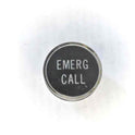 BUTTON, CLEAR CAP, 1 DIAMETER, MARKED EMERG CALL OTIS # A323BD1-EC