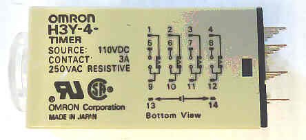 TIMER, 1-30 SECONDS, 110 VDC, ICE CUBE BASE OMRON H3Y-4-110