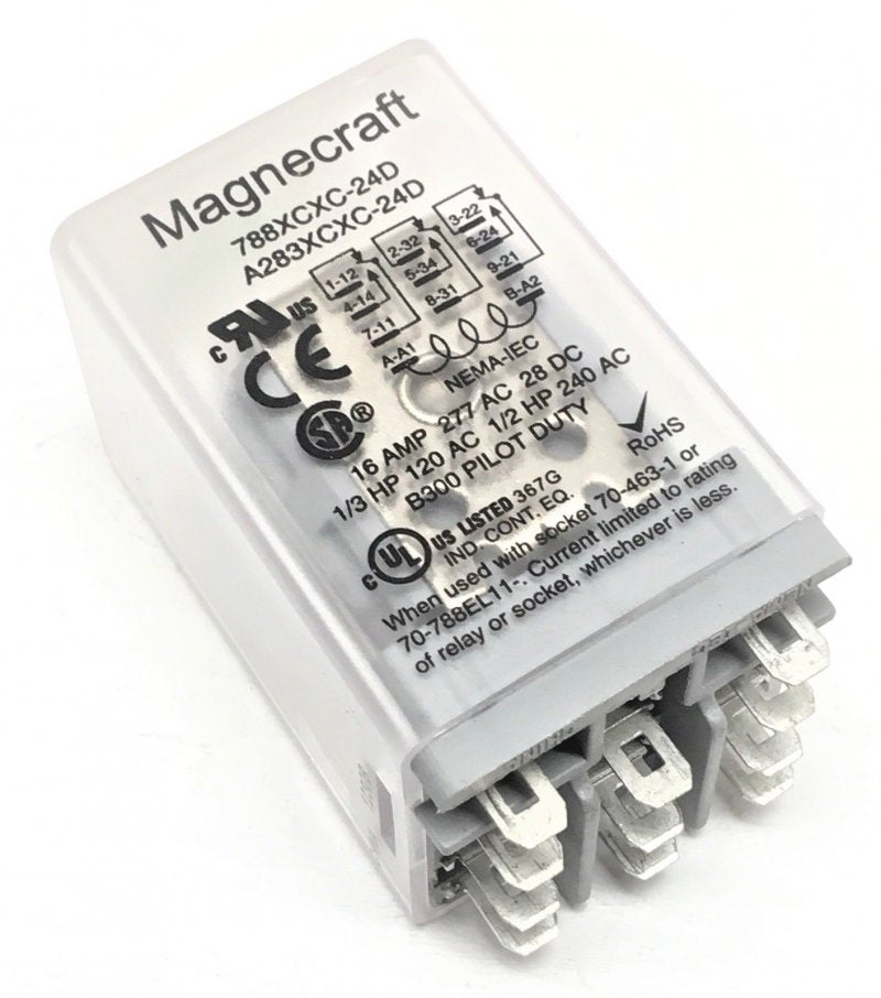 RELAY, POWER, 3PDT, 24VDC, 15A, PLUG IN MAGNECRAFT # A283XCXC-24D