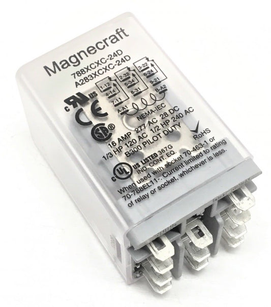 RELAY, POWER, 3PDT, 24VDC, 15A, PLUG IN MAGNECRAFT # A283XCXC-24D