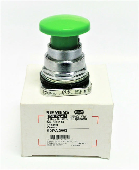 BUTTON, PUSH/PULL, OIL TIGHT, MAINTAINED, GREEN FURNAS # 52PA2W3