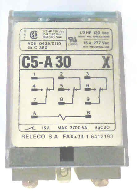 RELAY, 3 PDT, 24 VDC, KUP BASE, MADE IN SPAIN RELECO # C5-A30-24VDC