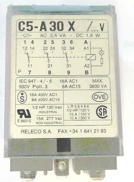 RELAY, 3 PDT, 120 VAC, KUP BASE, MADE IN SPAIN RELECO #  C5-A30A-120VAC