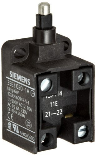 SWITCH, PLUNGER, LIMIT SWITCH, 1NO+1NC SIEMENS #3SE3-020-1A