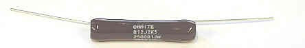 RESISTOR 25000 OHM, 12 WATT, CERAMIC, WIRE LEADS, OHMITE # B12J2K5