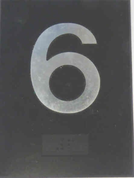 PLATE, BRAILLE, HALL, 4 X 3 SELF ADHESIVE MARKED 6