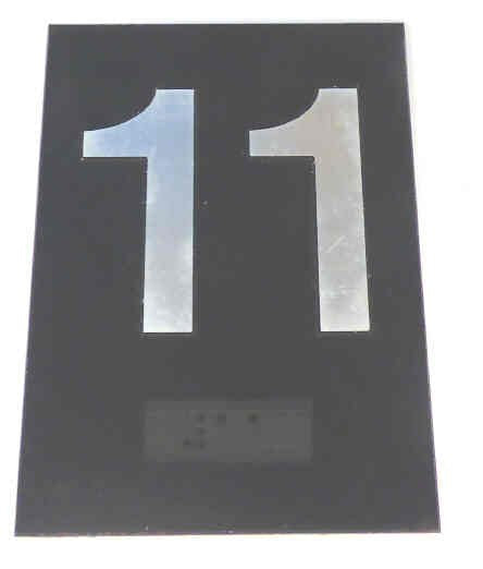PLATE, BRAILLE, HALL, 4 X 3 SELF ADHESIVE MARKED 11