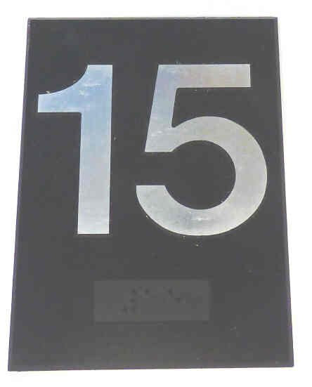 PLATE, BRAILLE, HALL, 4 X 3 SELF ADHESIVE MARKED 15