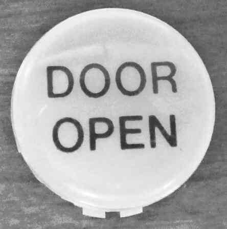 BUTTON. INSERT, ADA RAISED HEIGHT, MARKED DOOR OPEN SCHINDLER # 6947C16H43