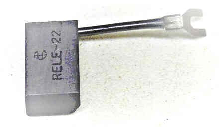 BRUSH, GRAPHITE, INSULATED SHUNT, .3125 X .745 X 1.500 MARKED RELE-22