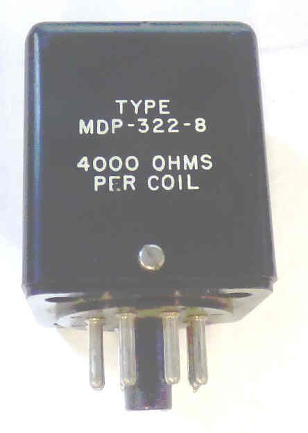 RELAY, DPDT, 4000 OHM COIL, OCTAL BASE POTTER BRUMFIELD # MDP-322-8