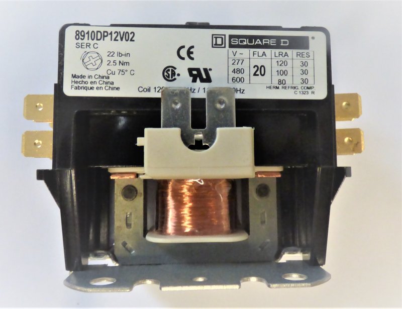 CONTACTOR, DEFINITE PURPOSE 2 POLE, 120 VAC SQD #891DP12V02