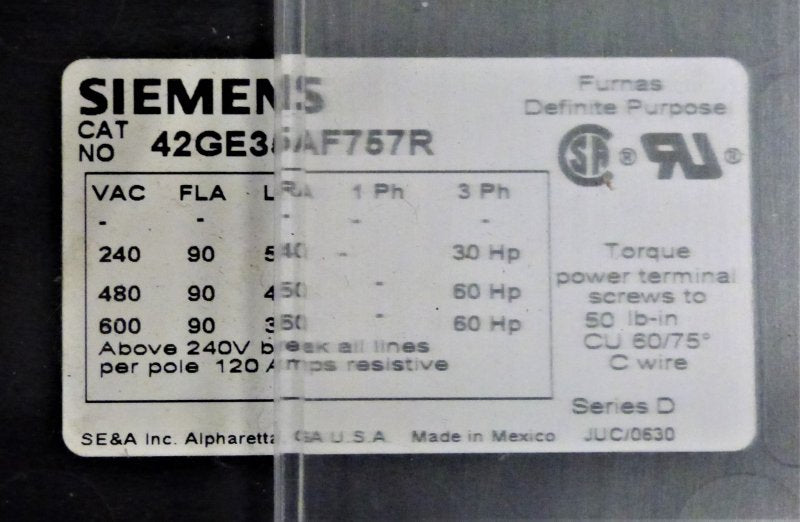 STARTER, DEFINITE PURPOSE, SEE PHOTOS FOR DATA SIEMENS # 72KV35AFA