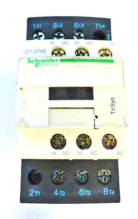 CONTACTOR, 4 POLE, 40 AMP,220 VAC COIL TELEMECANIQUE # LC1DT40