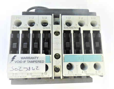CONTACTOR, REVERSING, 3 POLE, 12 AMP, SIEMENS # 3RA1324-8XB30-1AK6