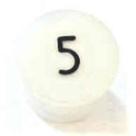 BUTTON, WHITE, TYPE 'H', MARKED # 5 IN BLACK HAUGHTON # 3-40080-05