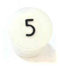 BUTTON, WHITE, TYPE 'H', MARKED # 5 IN BLACK HAUGHTON # 3-40080-05