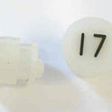 BUTTON, WHITE, TYPE 'H', MARKED # 17 IN BLACK HAUGHTON # 3-40080-17