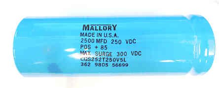 CAPACITOR, CGS TYPE, 2500 MFD @ 250V MALLORY # CGS252T250V5L