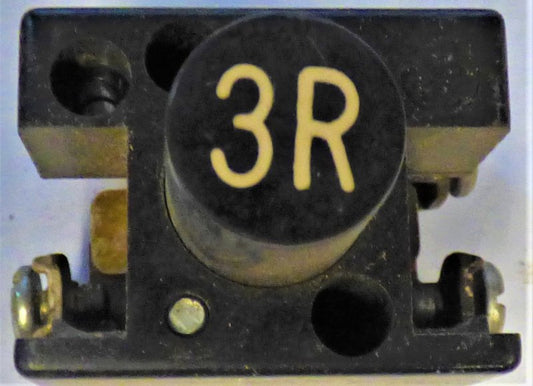BUTTON, MARKED 3R, BLACK, 5/8 X 3/4 TOP, 3 N.O. CONTACTS, AH & H # 27900 B9C