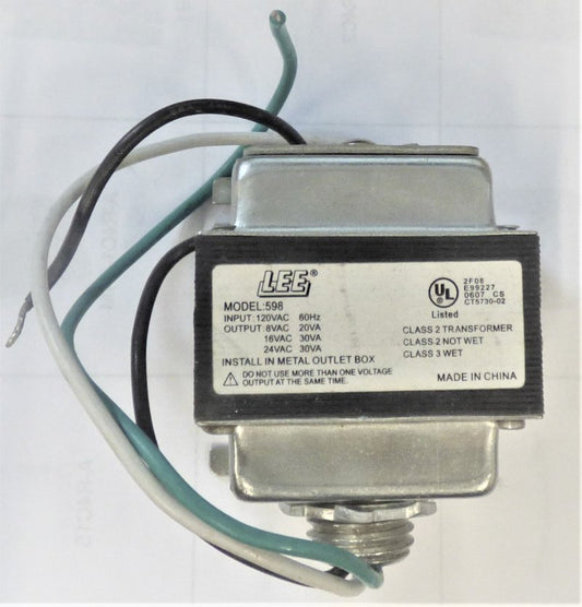TRANSFORMER, 120 PRIMARY, 6, 16-24 VAC SECONDARIES, LEE # 598