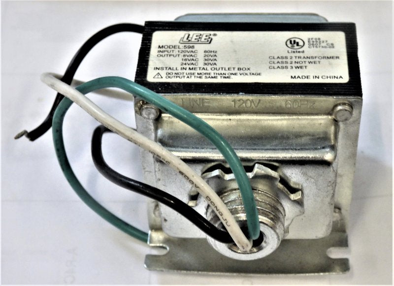 TRANSFORMER, 120 PRIMARY, 6, 16-24 VAC SECONDARIES, LEE # 598
