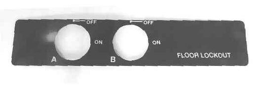 INSERT, FLOOR LOCKOUT, 2 SWITCH POSITIONS MARKED ON-OFF AS SHOWN SCHINDLER