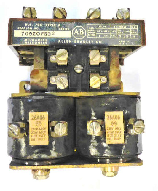 CONTACTOR, REVERSING, 208/220 VAC COILS ALLEN BRADLEY #705ZO832