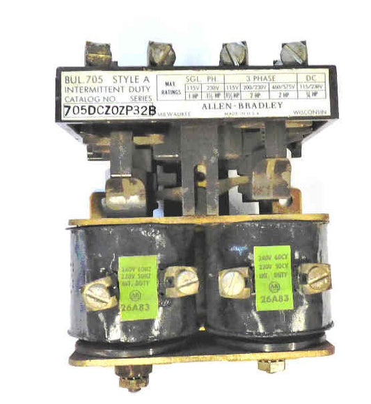 CONTACTOR, REVERSING, 220/240 VAC COILS ALLEN BRADLEY # 705DCZOZP32B