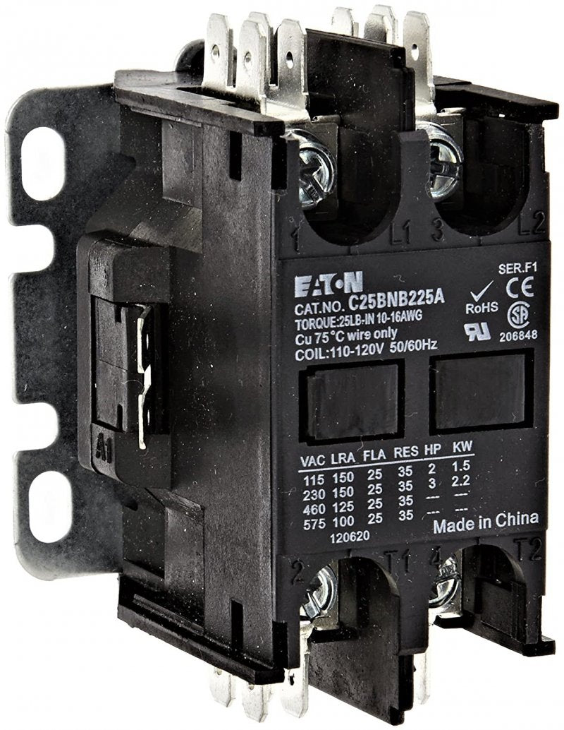 CONTACTOR, COMPACT, 2P, 25A, 120 VAC COIL, EATON # C25BNB225A