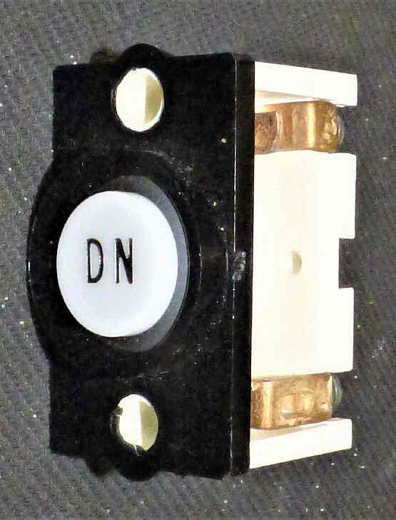 BUTTON, WHITE, BLACK BEZEL, MARKED DN NON LIGHT UP, TYPE RBW, SPECIFY ENGRAVING