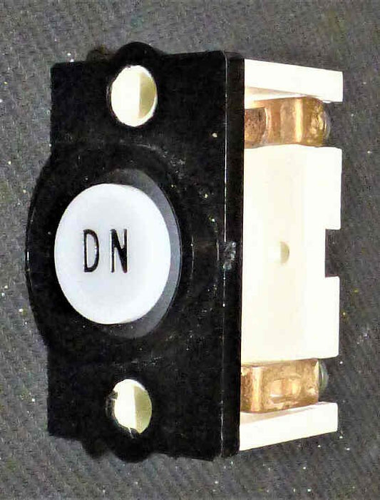 BUTTON, WHITE, BLACK BEZEL, MARKED DN NON LIGHT UP, TYPE RBW, SPECIFY ENGRAVING