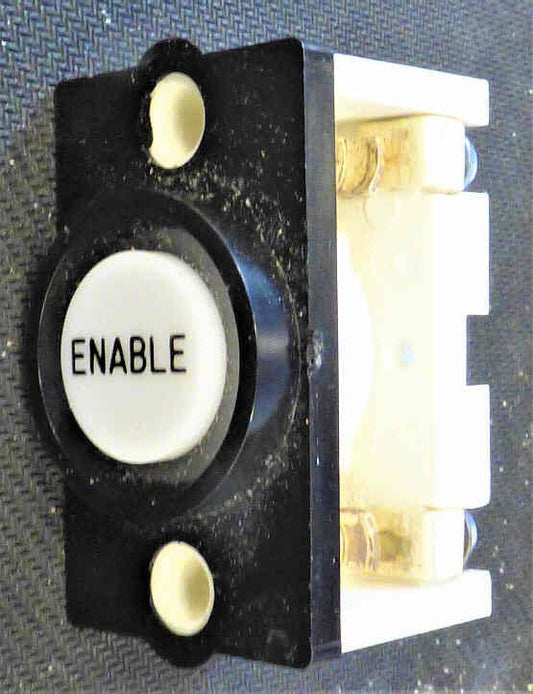 BUTTON, WHITE, BLACK BEZEL, MARKED ENABLE NON LIGHT UP, TYPE RBW
