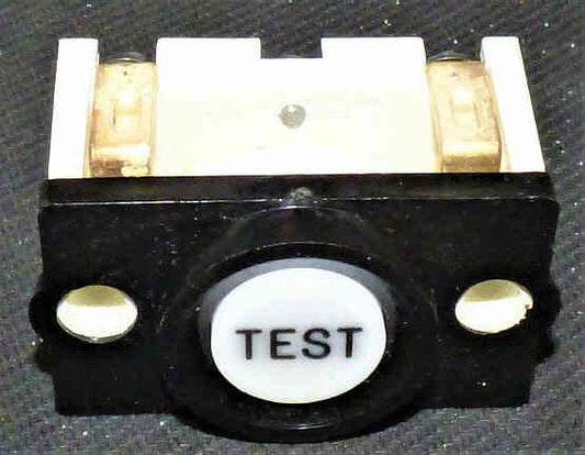 BUTTON, WHITE, BLACK BEZEL, MARKED TEST NON LIGHT UP, TYPE RBW