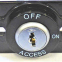 SWITCH, KEYED, MONITOR, ACCESS, MARKED ON-OFF-ACCESS, AS SHOWN