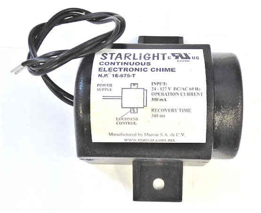CHIME, CONTINUOUS, 24-127 VAC INPUT, AS SHOWN, STARLIGHT # H.P. IE-675-T
