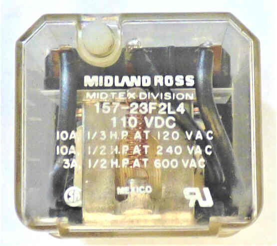 MIDTEX 3PDT RELAY, KUP BASE, 110 VDC, MIDTEX # 157-23F2L4