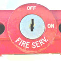 SWITCH, KEYED, FIRE SERVICE, HORIZONTAL RED BEZEL, ENGRAVED OFF-ON-FIRE SERVICE