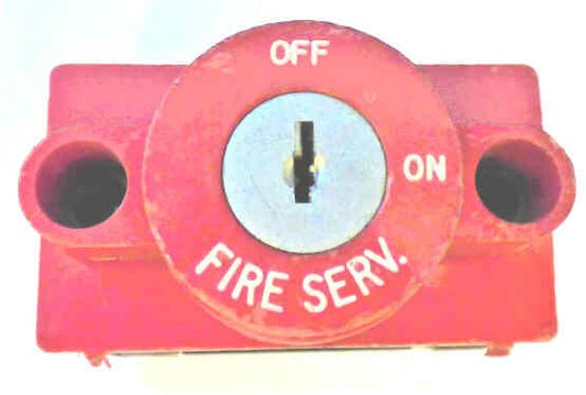 SWITCH, KEYED, FIRE SERVICE, HORIZONTAL RED BEZEL, ENGRAVED OFF-ON-FIRE SERVICE