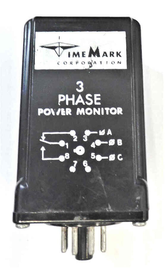 RELAY, 3 PHASE MONITOR, 45-60 VAC, 10 A, 8 PIN OCTAL TIME MARK # 98A110-01